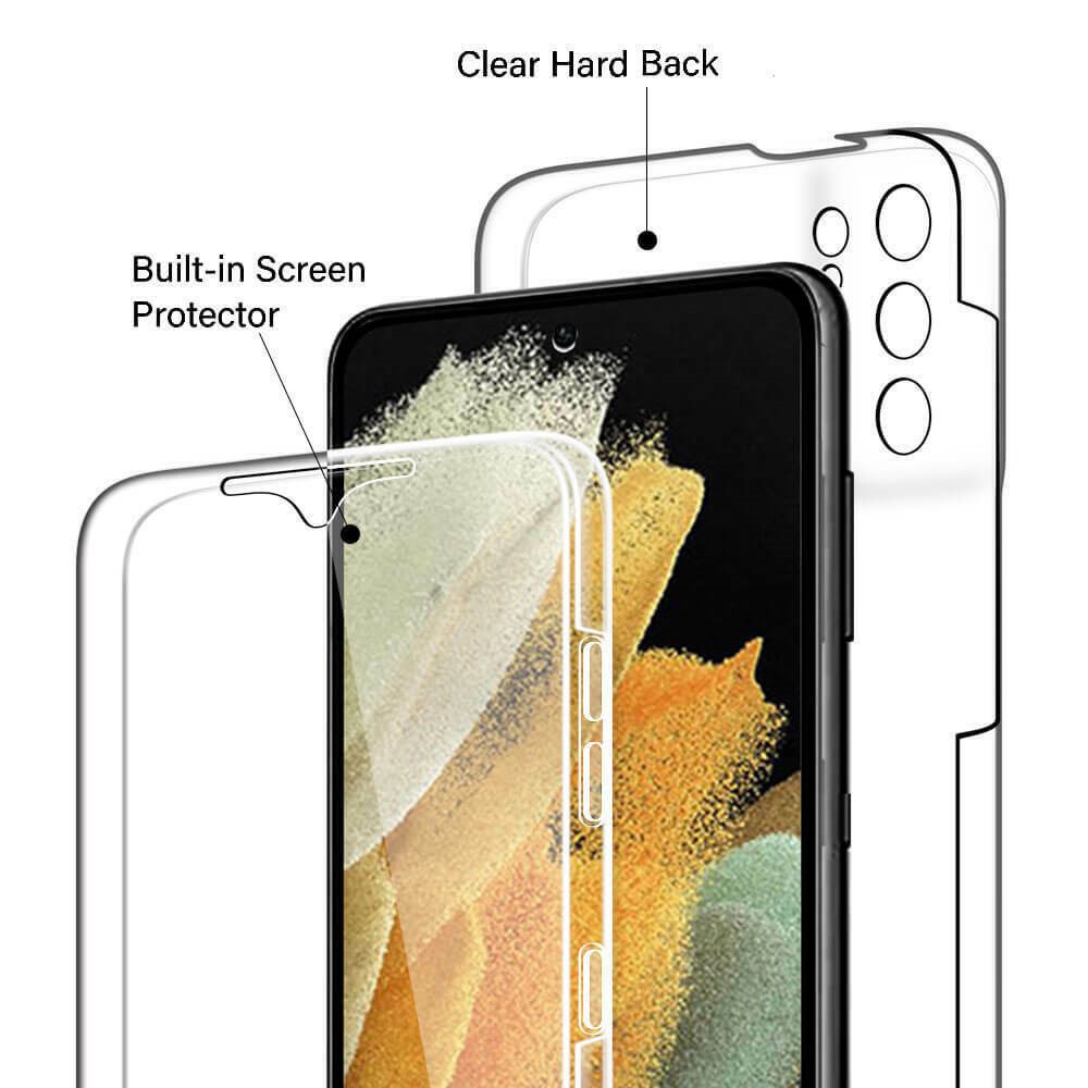 PET Cover + TPU Frame + Acrylic Panel Clear Full Protection Phone Shell for Samsung Galaxy S21 Ultra Hybrid Case-2