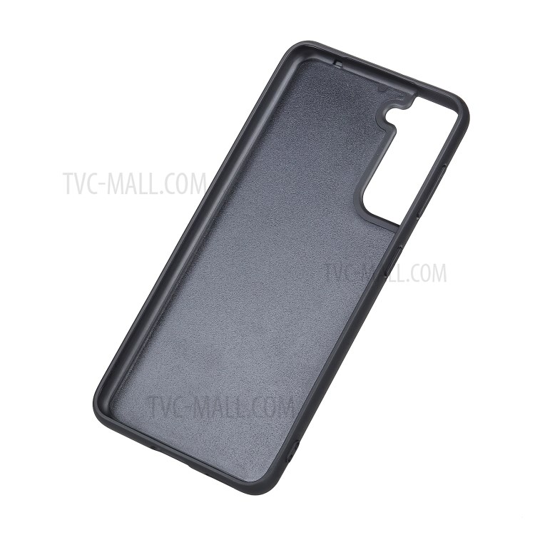 Leather Coated TPU+PC Phone Case for Samsung Galaxy S21 - Brown-8