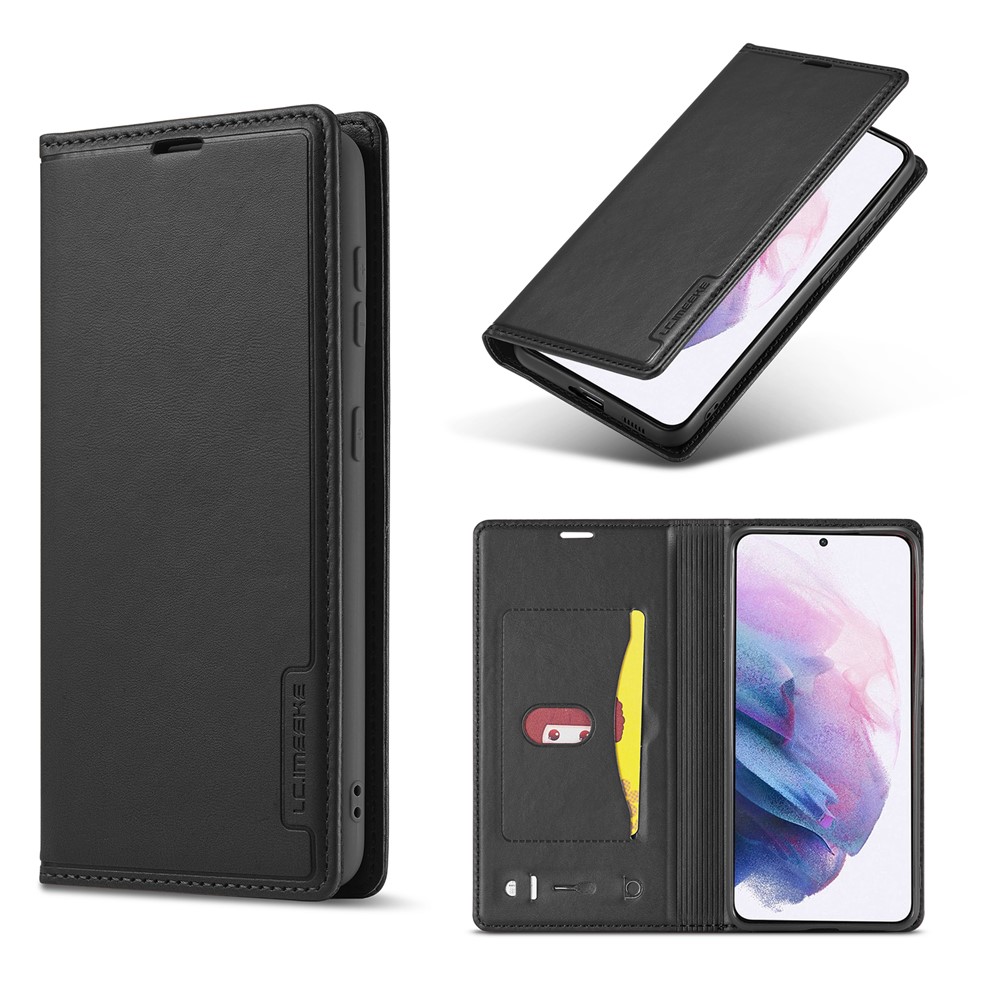 LC.IMEEKE LC-001 Series Card Slots Design Leather Phone Cover Case for Samsung Galaxy S21 Plus 5G - Black-1