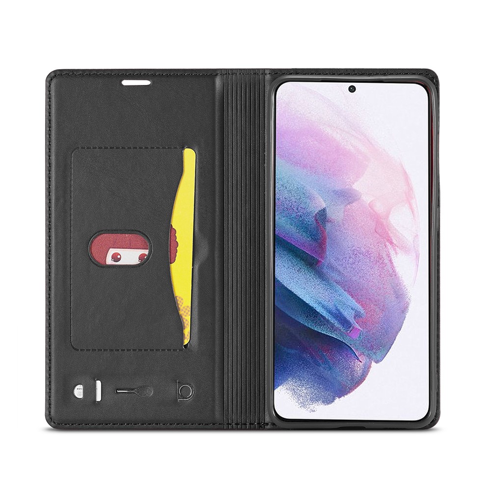 LC.IMEEKE LC-001 Series Card Slots Design Leather Phone Cover Case for Samsung Galaxy S21 Plus 5G - Black-3