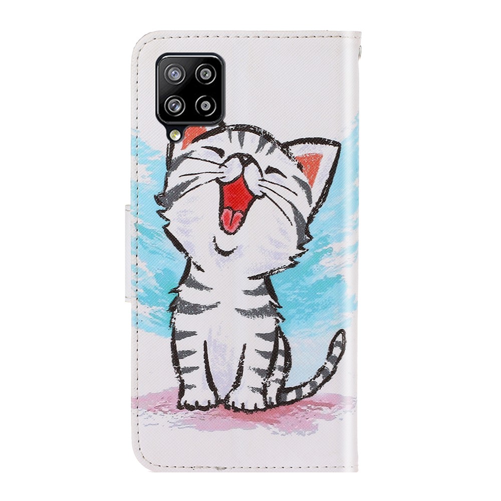 PU Leather Phone Wallet Stand Pattern Printing Protective Case for Samsung Galaxy A12 - Cat-3