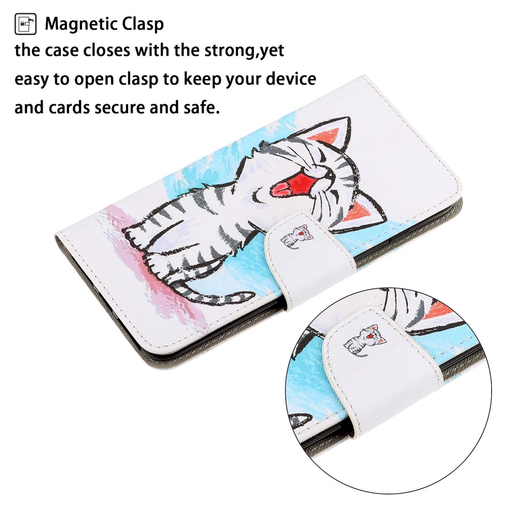 PU Leather Phone Wallet Stand Pattern Printing Protective Case for Samsung Galaxy A12 - Cat-4