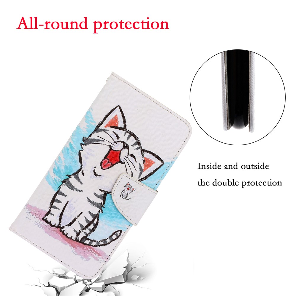 PU Leather Phone Wallet Stand Pattern Printing Protective Case for Samsung Galaxy A12 - Cat-5