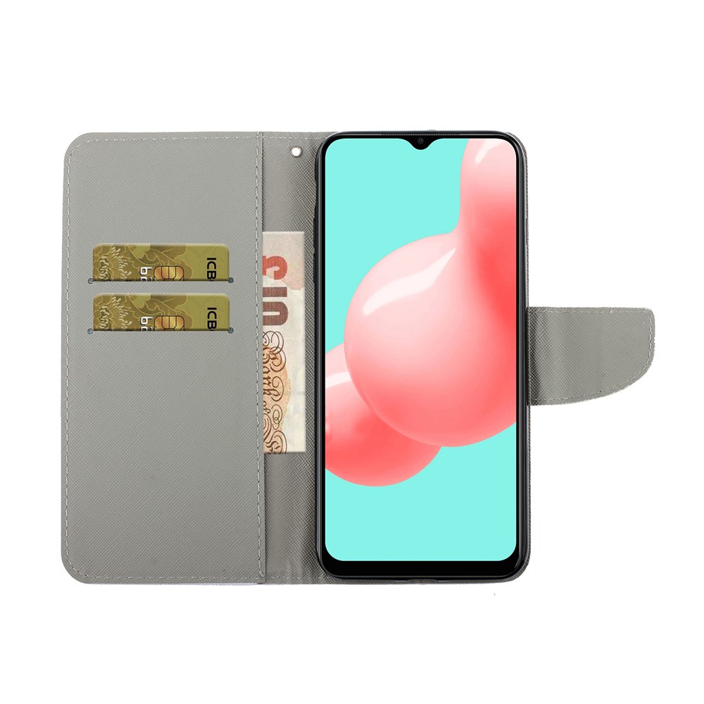 PU Leather Phone Wallet Stand Pattern Printing Protective Case for Samsung Galaxy A12 - Cat-7