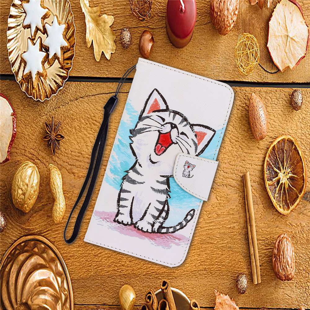 PU Leather Phone Wallet Stand Pattern Printing Protective Case for Samsung Galaxy A12 - Cat-8