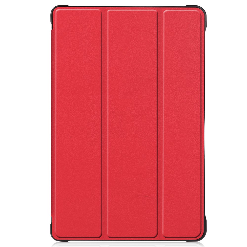 Soft TPU + Litch Texture PU Leather Smart Wake/Sleep Shell Tri-fold Stand Case for Samsung Galaxy Tab A7 10.4 (2020) - Red-3