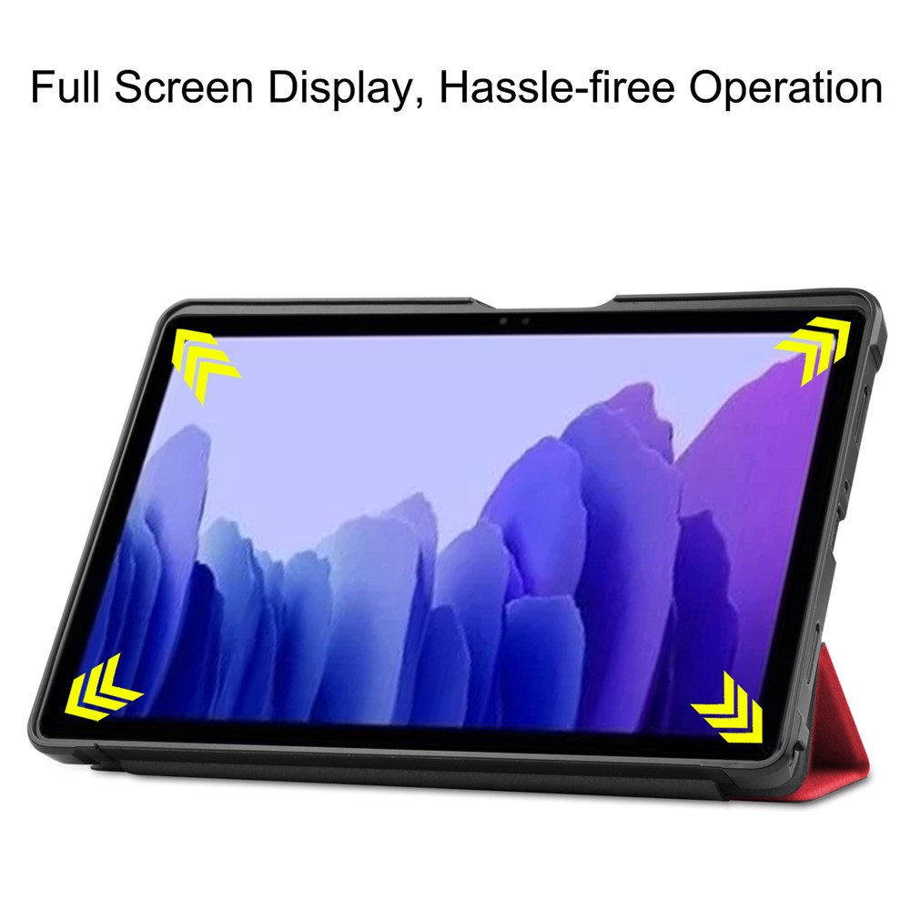 Soft TPU + Litch Texture PU Leather Smart Wake/Sleep Shell Tri-fold Stand Case for Samsung Galaxy Tab A7 10.4 (2020) - Red-7
