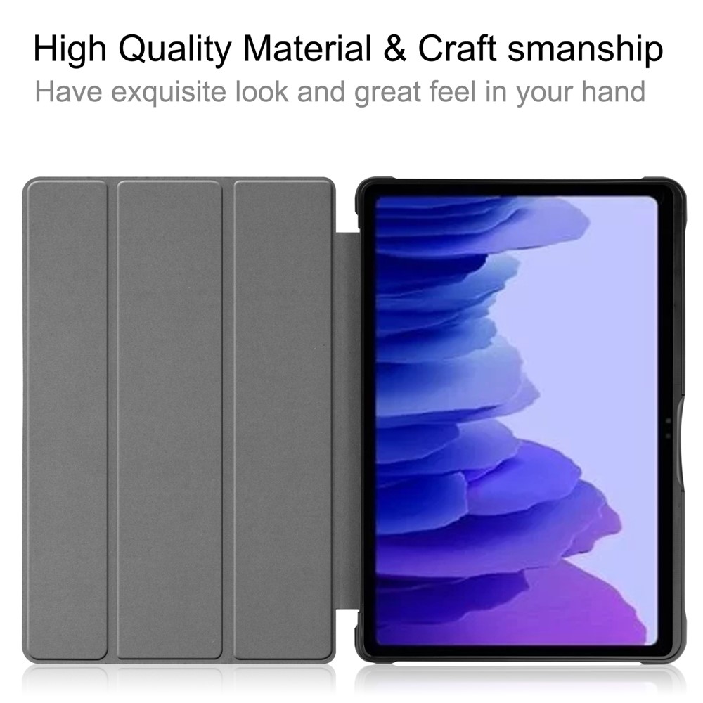 Soft TPU + Litch Texture PU Leather Smart Wake/Sleep Shell Tri-fold Stand Case for Samsung Galaxy Tab A7 10.4 (2020) - Red-8