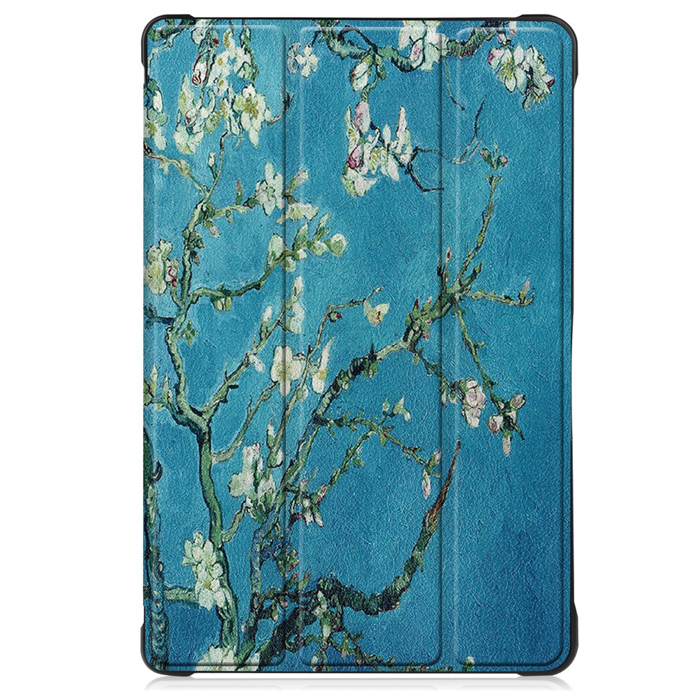 Tri-fold Stand Shell Pattern Printing Leather Case for Samsung Galaxy Tab A7 10.4 (2020) - Peach Blossom-3
