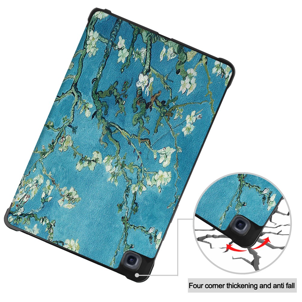 Tri-fold Stand Shell Muster Druckleder Intelligent Smart Wake/Sleep Case Für Samsung Galaxy Tab A7 10.4 (2020) - Pfirsichblüte-9