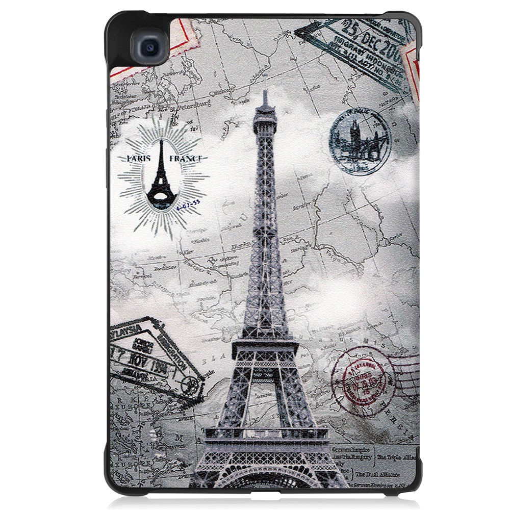 Tri-fold Stand Shell Pattern Printing Leather Case for Samsung Galaxy Tab A7 10.4 (2020) - Eiffel Tower-2