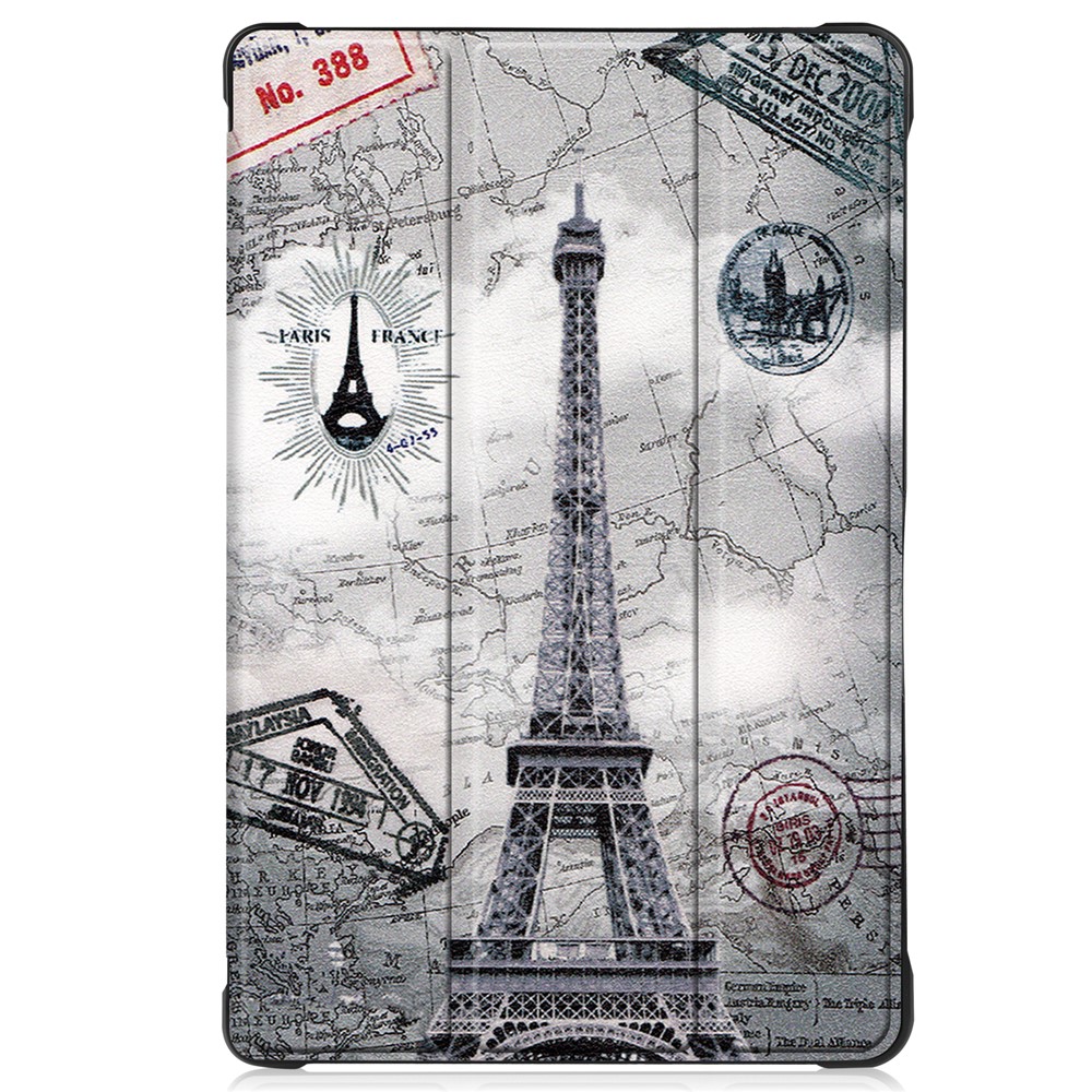 Tri-fold Stand Shell Pattern Printing Leather Case for Samsung Galaxy Tab A7 10.4 (2020) - Eiffel Tower-3