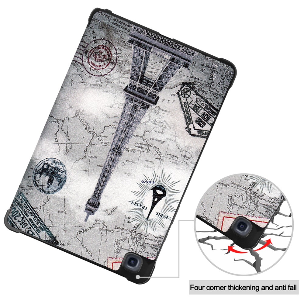 Tri-fold Stand Shell Pattern Printing Leather Case for Samsung Galaxy Tab A7 10.4 (2020) - Eiffel Tower-9