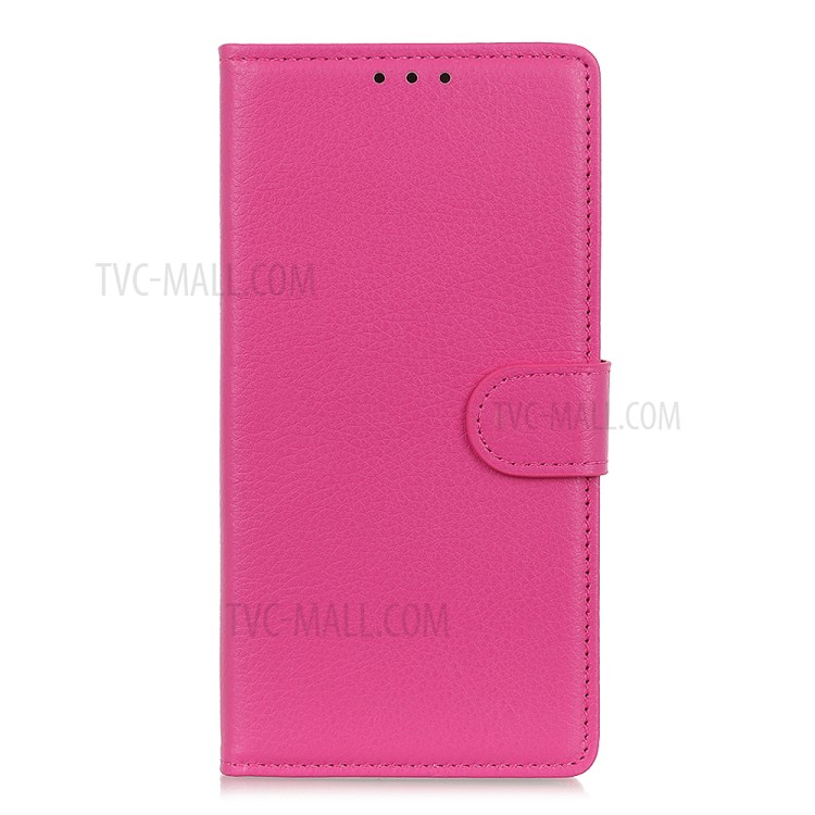 Estilo Clássico Litchi Texture Leather Phone Stand Stand Para Samsung Galaxy A02s (164.2x75.9x9.1mm) - Rosa