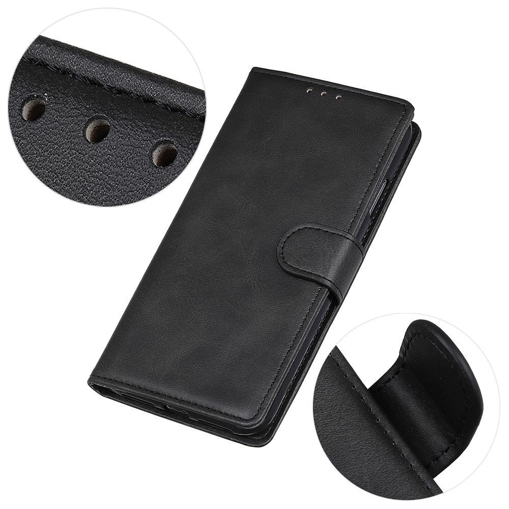 Wallet Phone Stand Protective Shell for Samsung Galaxy A02s (EU Version) Bi-Color PU Leather Case - Black-5