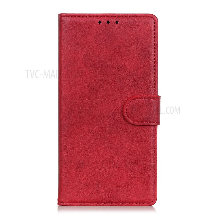 Wallet Phone Stand Protective Shell for Samsung Galaxy A02s (EU Version) Bi-Color PU Leather Case - Red-2