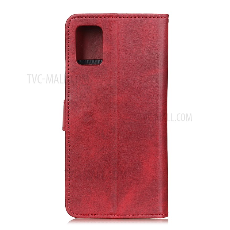 Wallet Phone Stand Protective Shell for Samsung Galaxy A02s (EU Version) Bi-Color PU Leather Case - Red-3