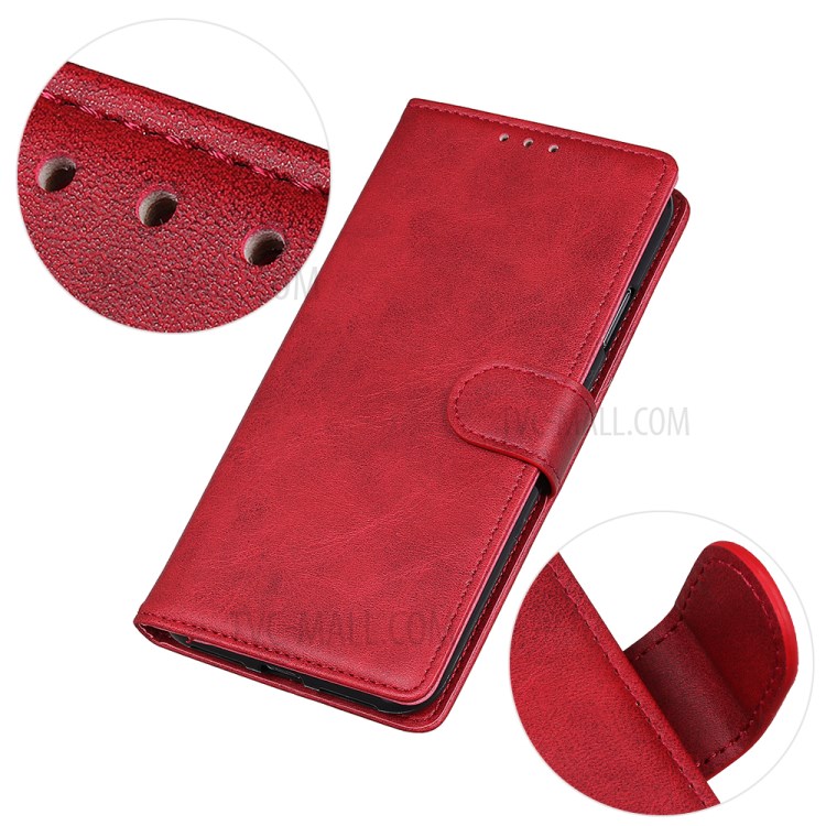 Wallet Phone Stand Protective Shell for Samsung Galaxy A02s (EU Version) Bi-Color PU Leather Case - Red-5