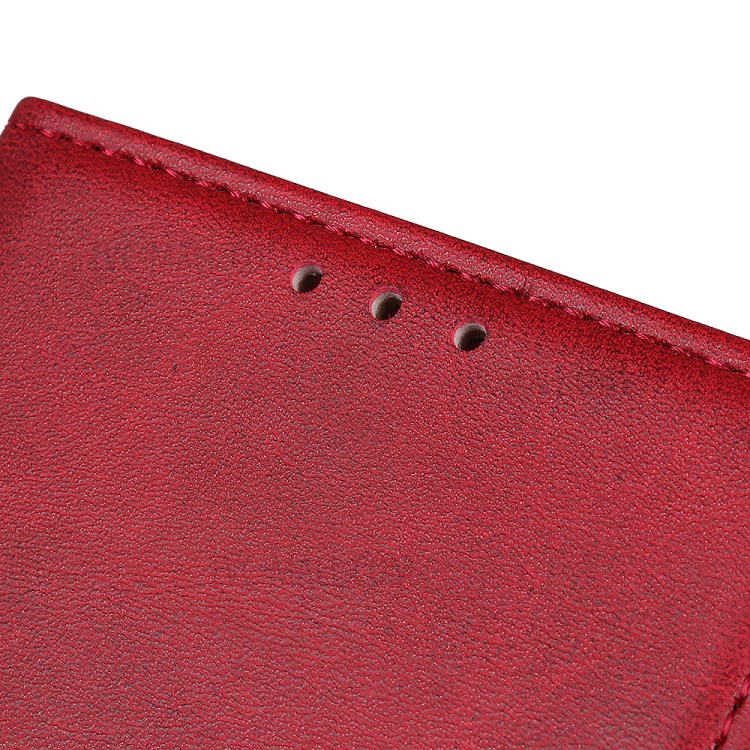 Wallet Phone Stand Protective Shell for Samsung Galaxy A02s (EU Version) Bi-Color PU Leather Case - Red-8