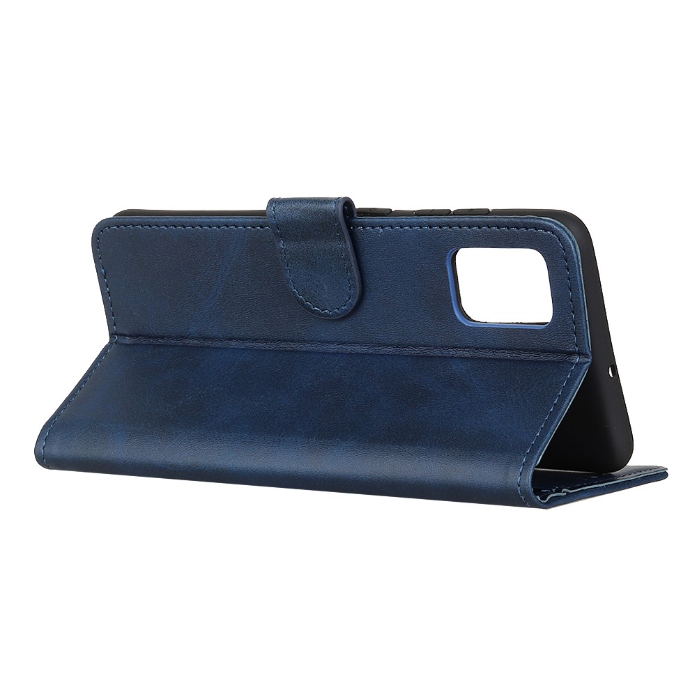 Wallet Phone Stand Protective Shell for Samsung Galaxy A02s (EU Version) Bi-Color PU Leather Case - Blue-4