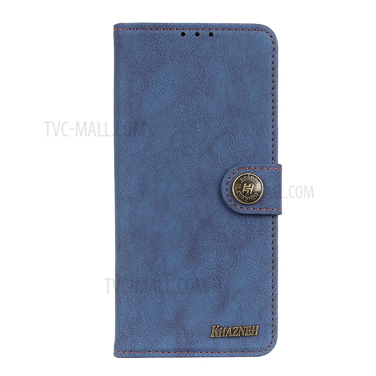 KHAZNEH Retro Split Leather Wallet Protector Stand Case for Samsung Galaxy A02s (EU Version) - Blue-2