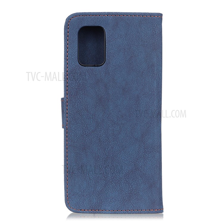 KHAZNEH Retro Split Leather Wallet Protector Stand Case for Samsung Galaxy A02s (EU Version) - Blue-3