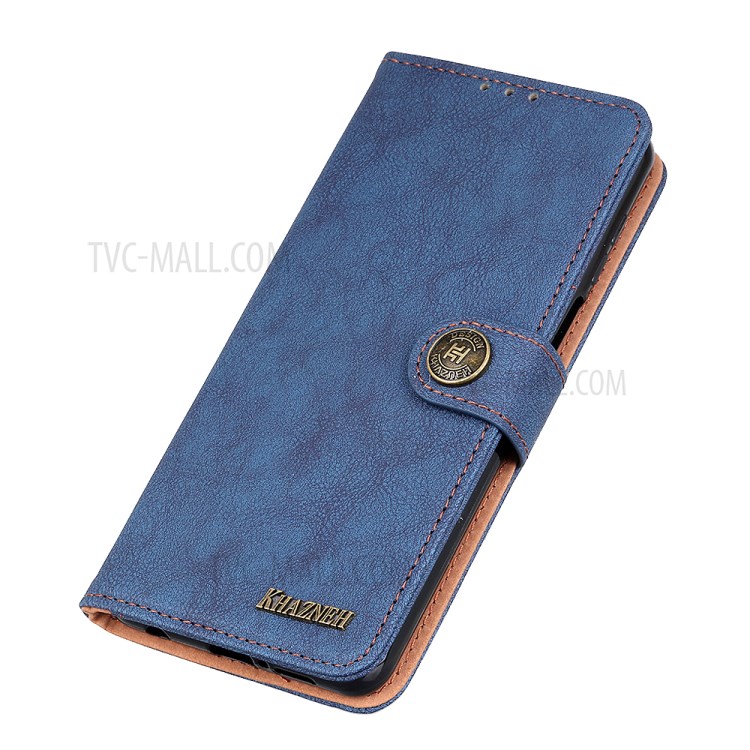 KHAZNEH Retro Split Leather Wallet Protector Stand Case for Samsung Galaxy A02s (EU Version) - Blue-5