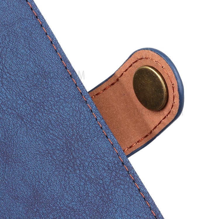 KHAZNEH Retro Split Leather Wallet Protector Stand Case for Samsung Galaxy A02s (EU Version) - Blue-6