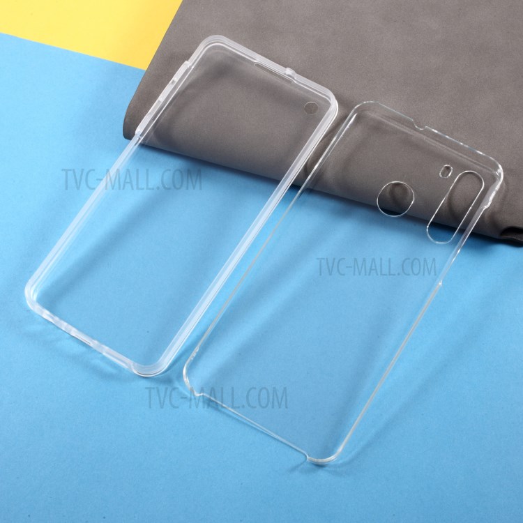 PET Cover + TPU Frame + Acrylic Panel Full Protection Hybrid Shell for Samsung Galaxy A21 Transparent Phone Case-1
