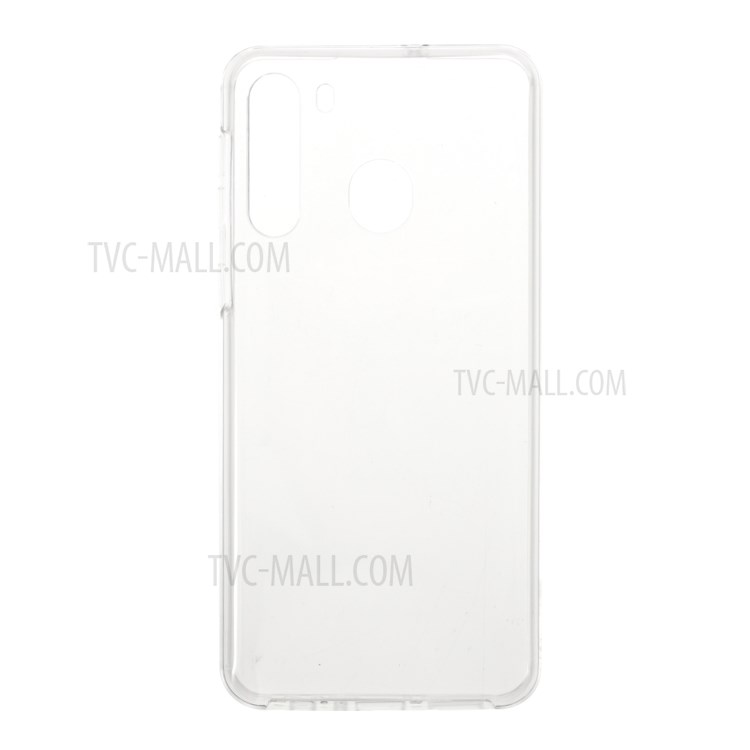 PET Cover + TPU Frame + Acrylic Panel Full Protection Hybrid Shell for Samsung Galaxy A21 Transparent Phone Case-2