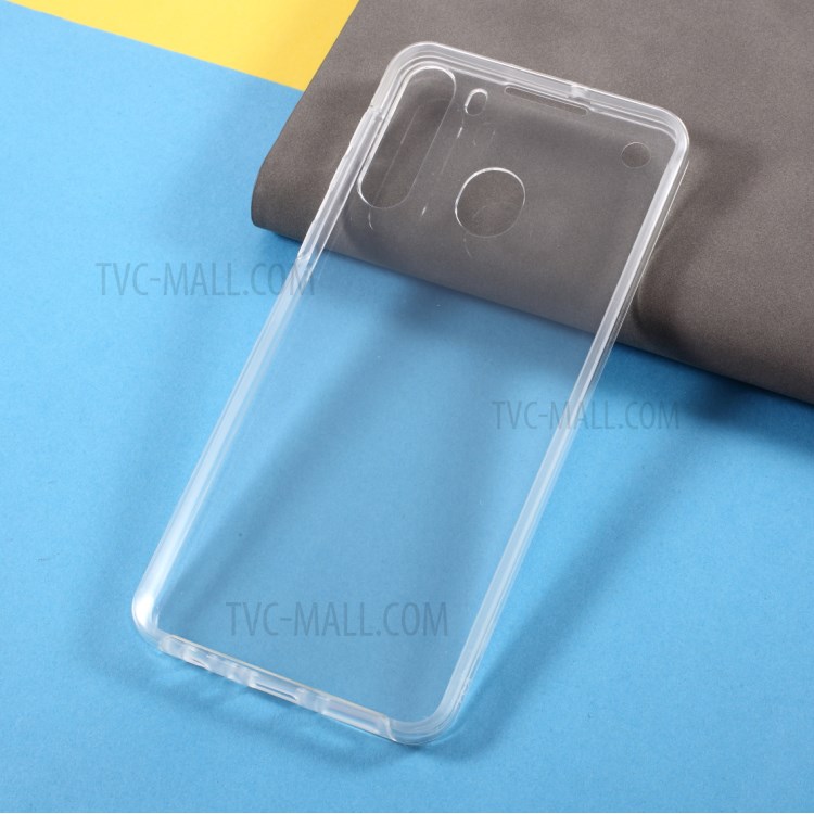 PET Cover + TPU Frame + Acrylic Panel Full Protection Hybrid Shell for Samsung Galaxy A21 Transparent Phone Case-3