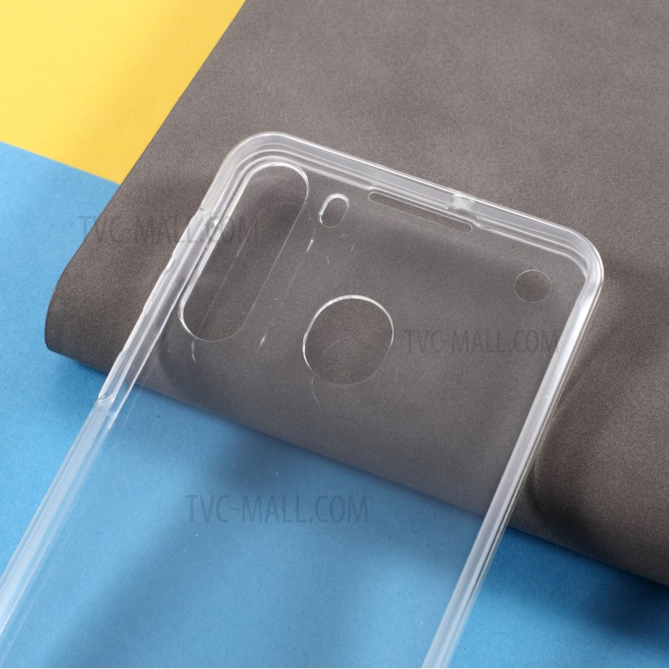 PET Cover + TPU Frame + Acrylic Panel Full Protection Hybrid Shell for Samsung Galaxy A21 Transparent Phone Case-4