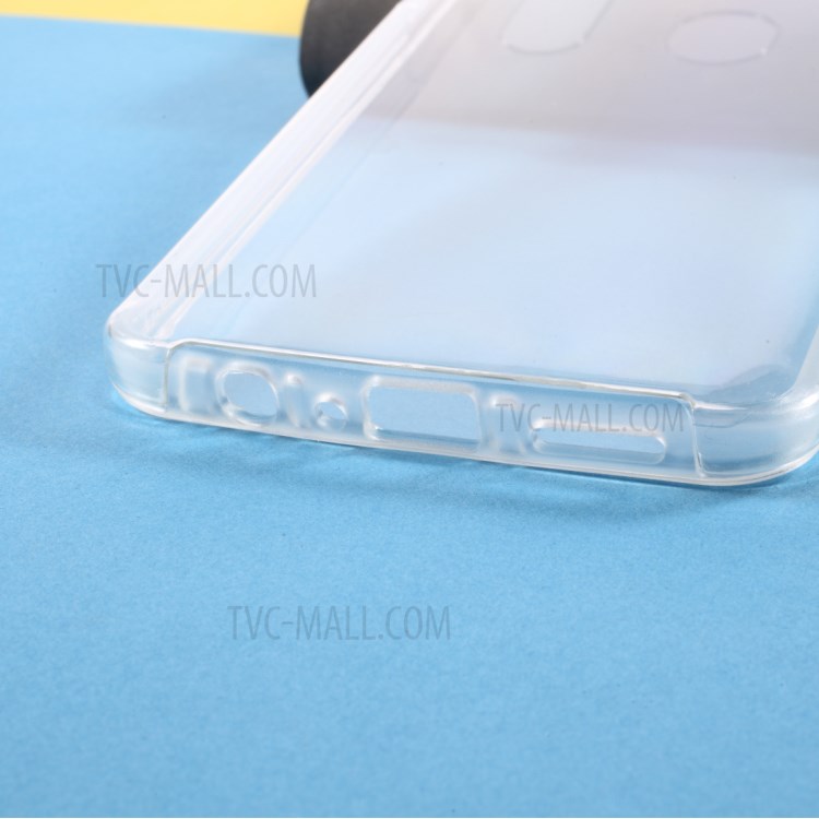 PET Cover + TPU Frame + Acrylic Panel Full Protection Hybrid Shell for Samsung Galaxy A21 Transparent Phone Case-5