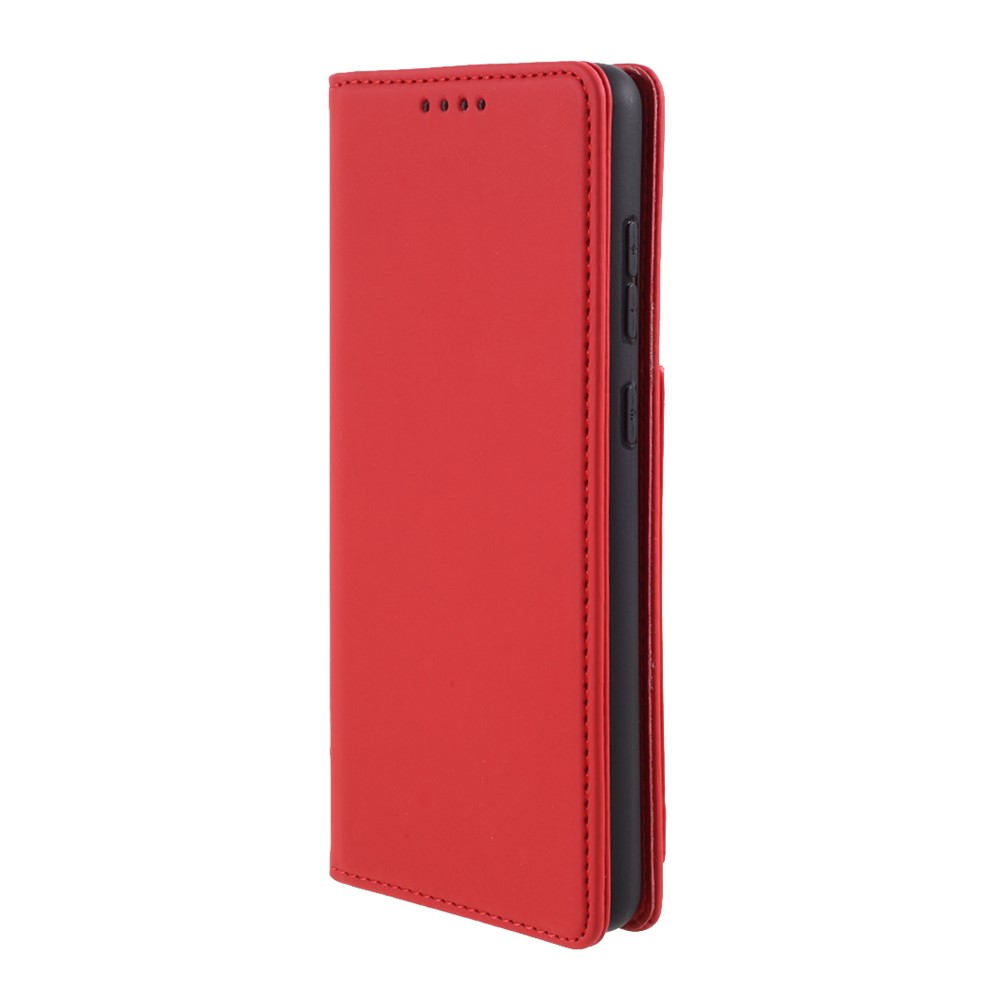 Strong Magnet Liquid Silicone Feel Leather Wallet Case for Samsung Galaxy A72 5G - Red-2