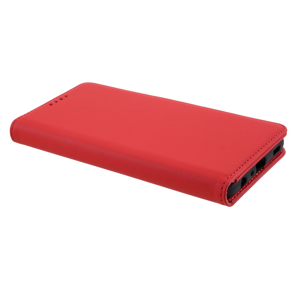 Strong Magnet Liquid Silicone Feel Leather Wallet Case for Samsung Galaxy A72 5G - Red-4