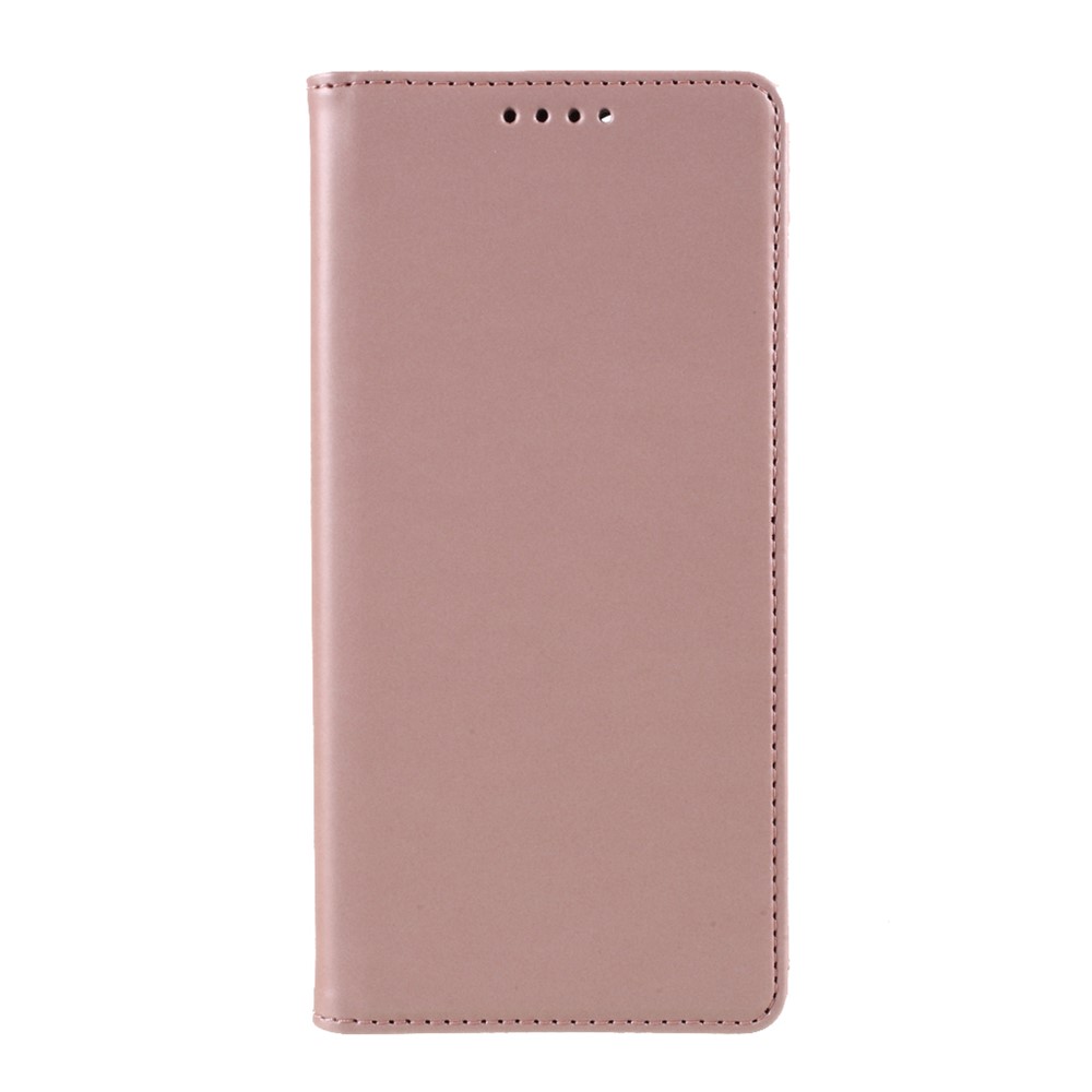 Strong Magnet Liquid Silicone Feel Leather Wallet Case for Samsung Galaxy A72 5G - Rose Gold-1