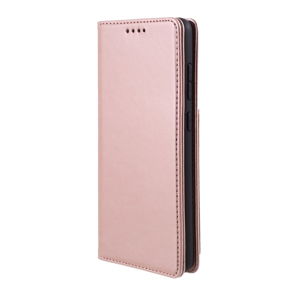 Strong Magnet Liquid Silicone Feel Leather Wallet Case for Samsung Galaxy A72 5G - Rose Gold-2
