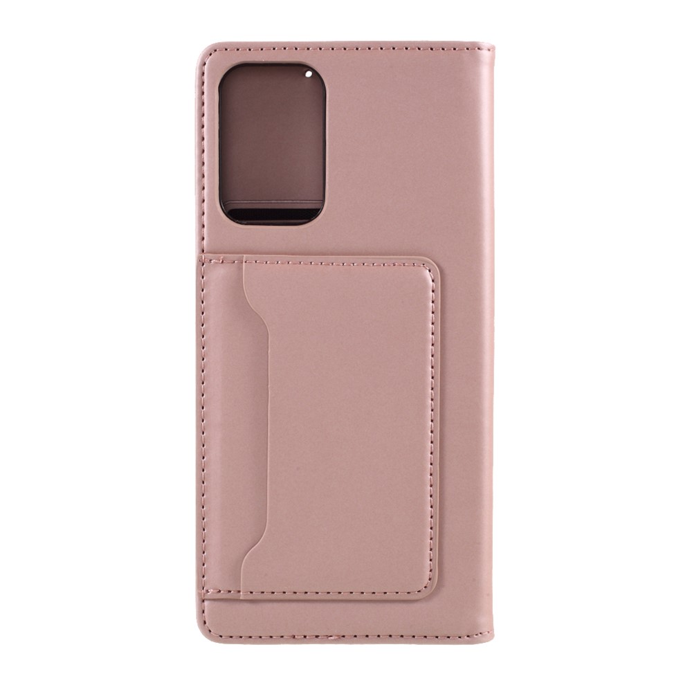 Strong Magnet Liquid Silicone Feel Leather Wallet Case for Samsung Galaxy A72 5G - Rose Gold-3