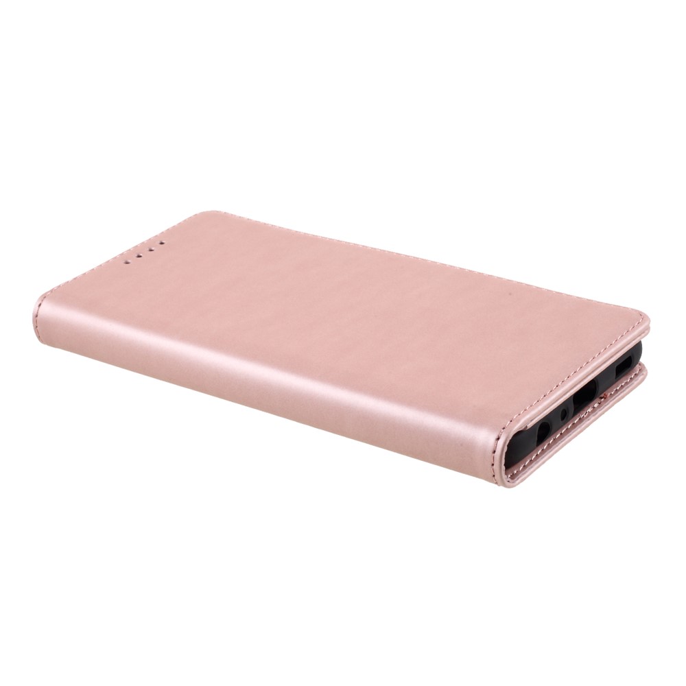 Strong Magnet Liquid Silicone Feel Leather Wallet Case for Samsung Galaxy A72 5G - Rose Gold-4