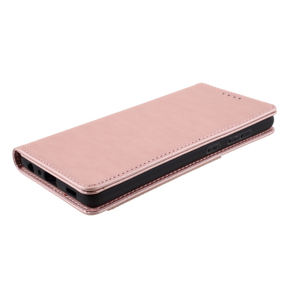 Strong Magnet Liquid Silicone Feel Leather Wallet Case for Samsung Galaxy A72 5G - Rose Gold-5