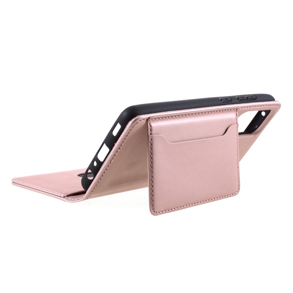 Strong Magnet Liquid Silicone Feel Leather Wallet Case for Samsung Galaxy A72 5G - Rose Gold-8