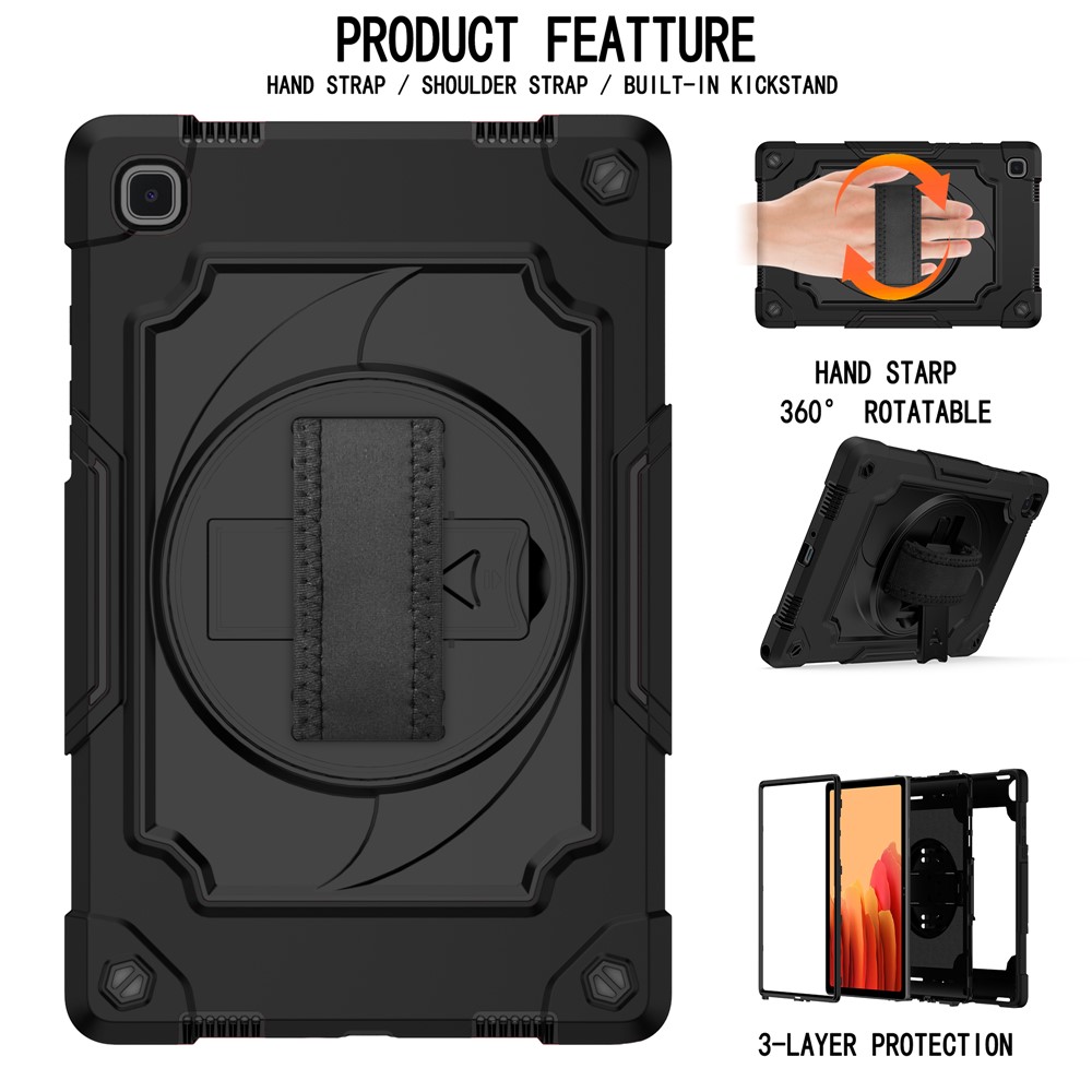 PC and Silicone Tablet Case with 360° Swivel Kickstand for Samsung Galaxy Tab A7 10.4 (2020) T500 - All Black-2