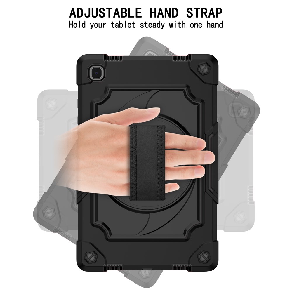 PC and Silicone Tablet Case with 360° Swivel Kickstand for Samsung Galaxy Tab A7 10.4 (2020) T500 - All Black-4