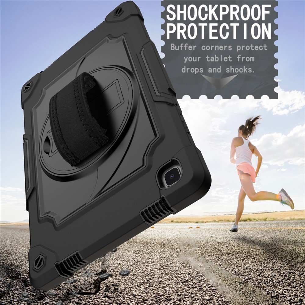 PC and Silicone Tablet Case with 360° Swivel Kickstand for Samsung Galaxy Tab A7 10.4 (2020) T500 - All Black-6