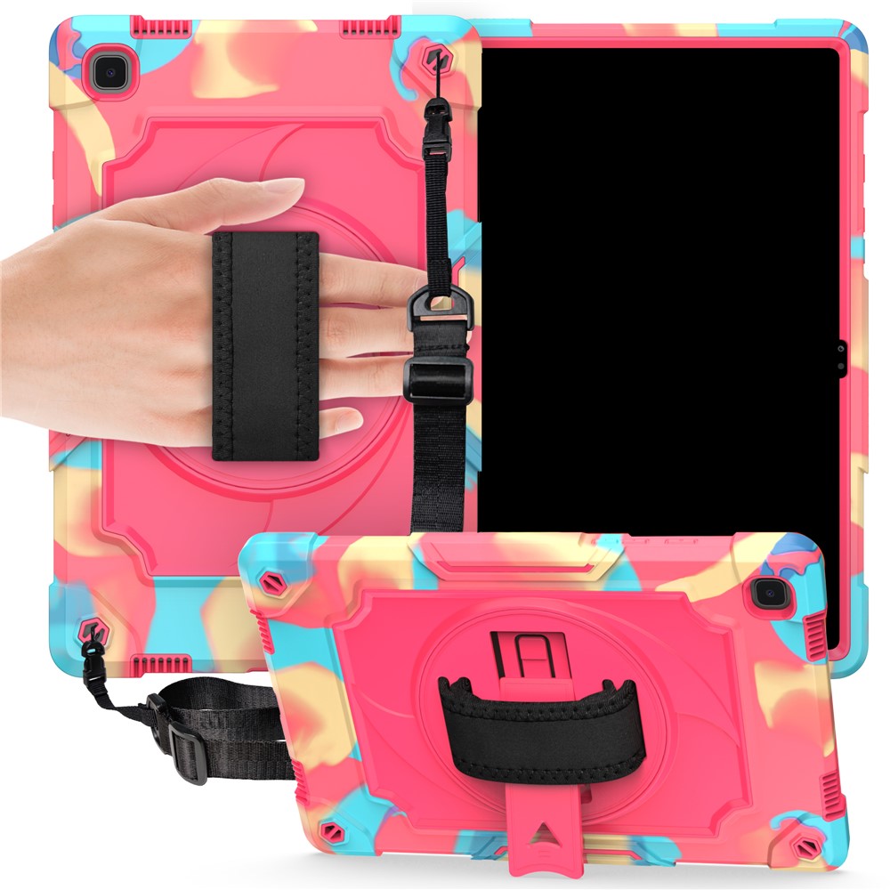 PC and Silicone Tablet Case with 360° Swivel Kickstand for Samsung Galaxy Tab A7 10.4 (2020) T500 - Mix Pink-1