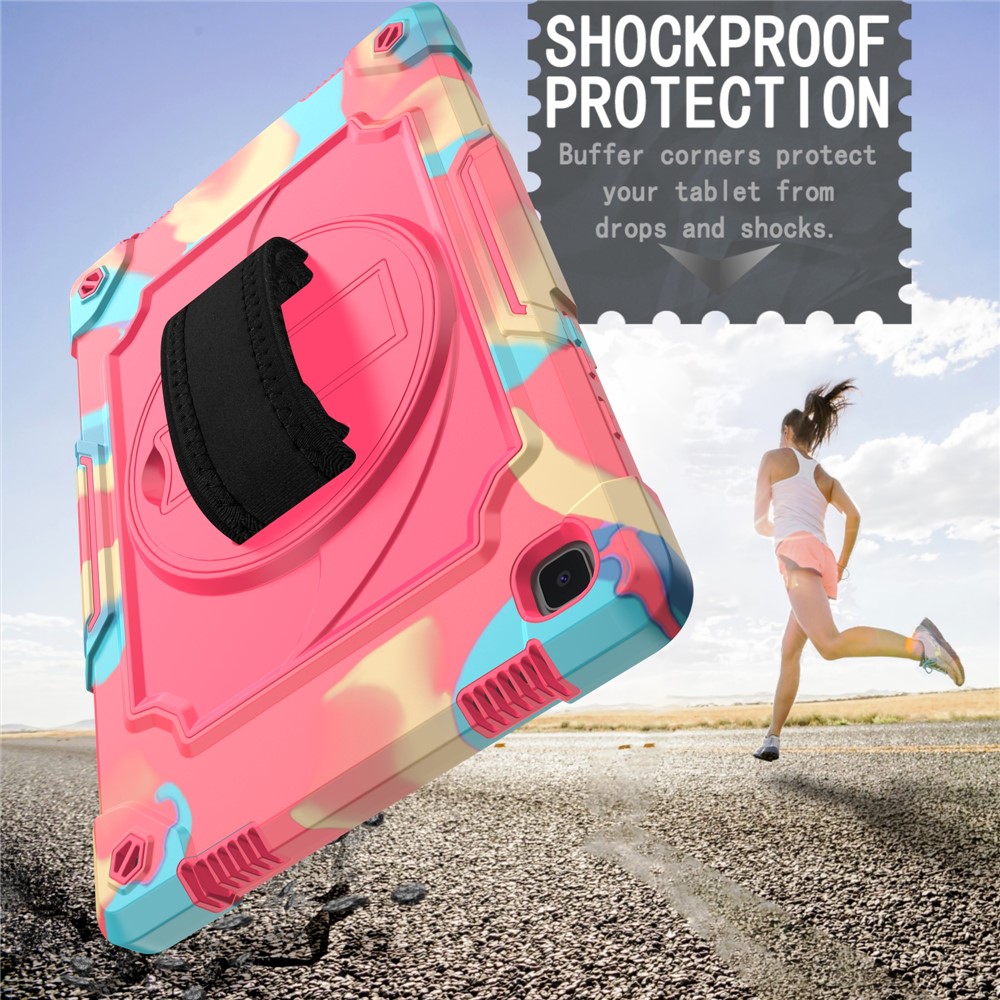 PC and Silicone Tablet Case with 360° Swivel Kickstand for Samsung Galaxy Tab A7 10.4 (2020) T500 - Mix Pink-6