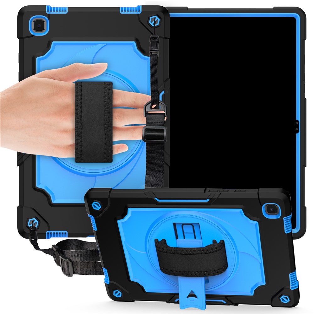 PC y Estuche de Tableta de Silicona Con Parada de Patada Giratoria de 360 ​​° Para Samsung Galaxy Tab A7 10.4 (2020) T500 - Azul Negro