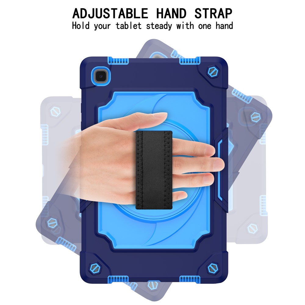 PC and Silicone Tablet Case with 360° Swivel Kickstand for Samsung Galaxy Tab A7 10.4 (2020) T500 - Dark Blue/Blue-4