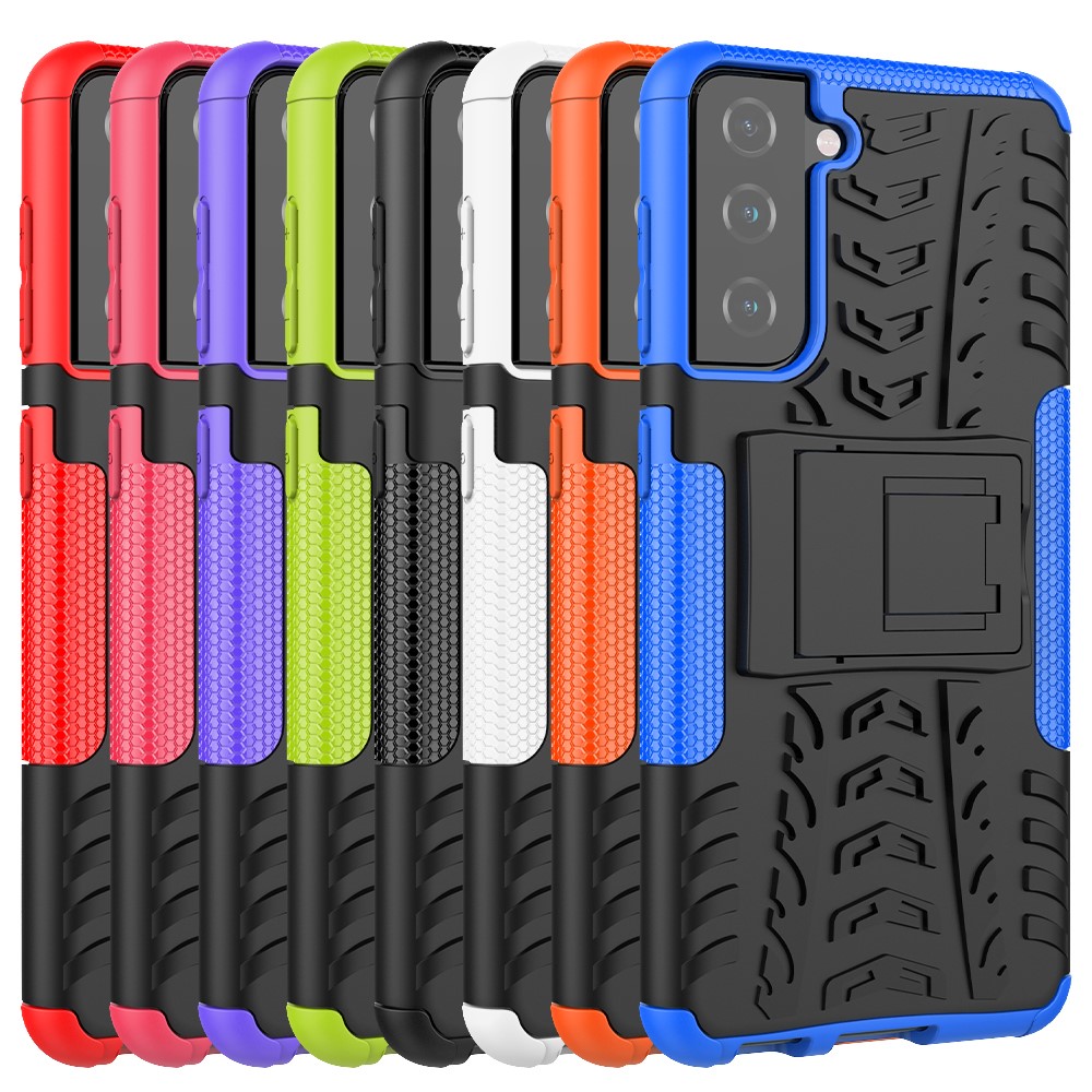 Anti-slip PC + TPU Hybrid Case with Kickstand for Samsung Galaxy S21 - Black-10