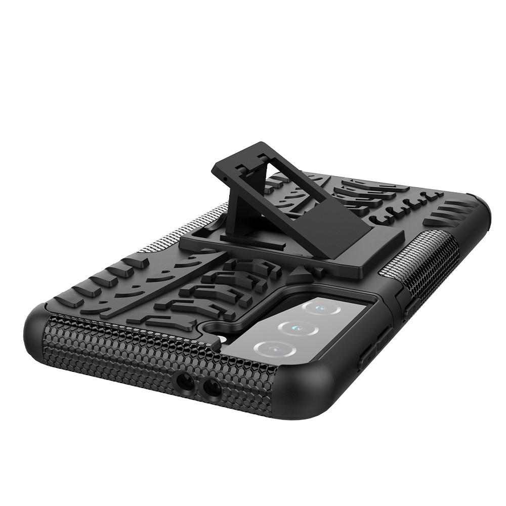 Anti-slip PC + TPU Hybrid Case with Kickstand for Samsung Galaxy S21 - Black-7
